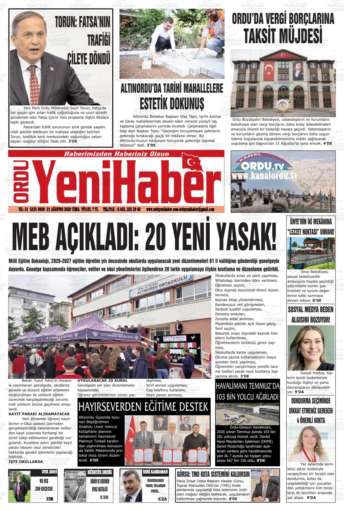 ORDU YENİ HABER