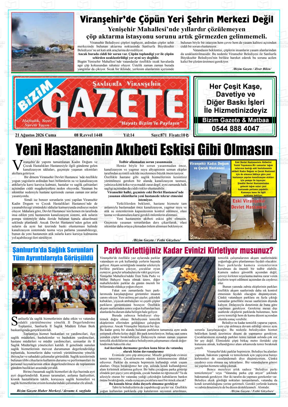 ŞANLIURFA VİRANŞEHİR BİZİM GAZETE