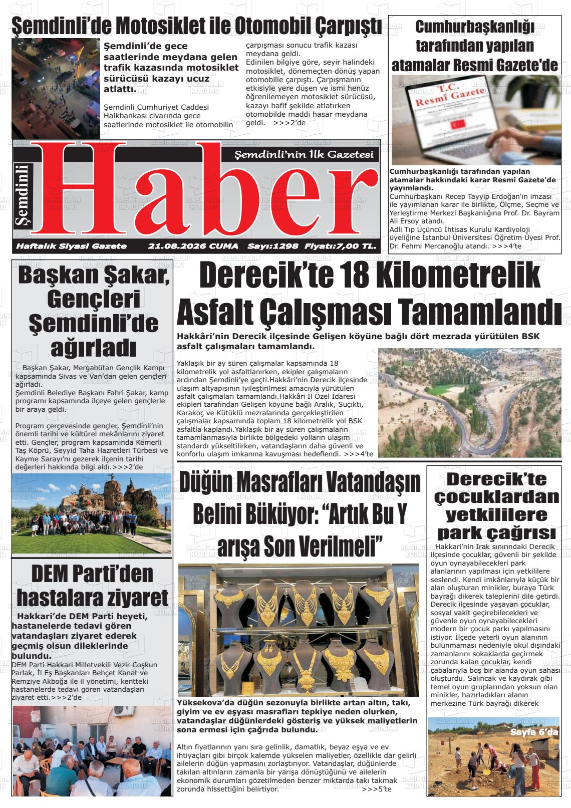 ŞEMDİNLİ HABER