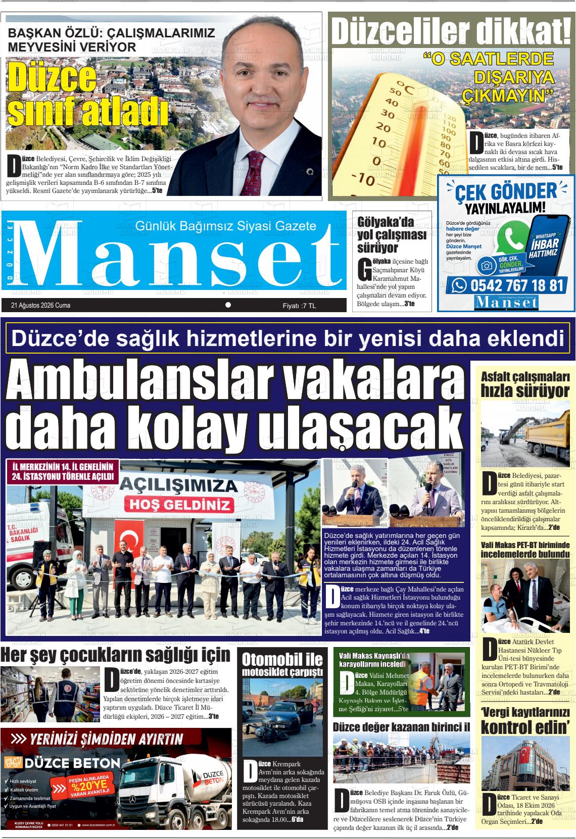 DÜZCE MANŞET