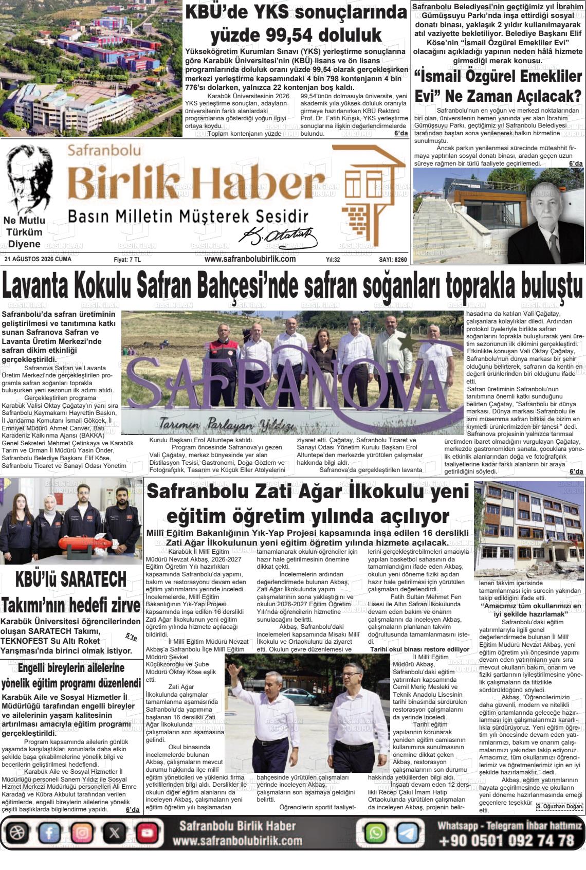 SAFRANBOLU BİRLİK HABER