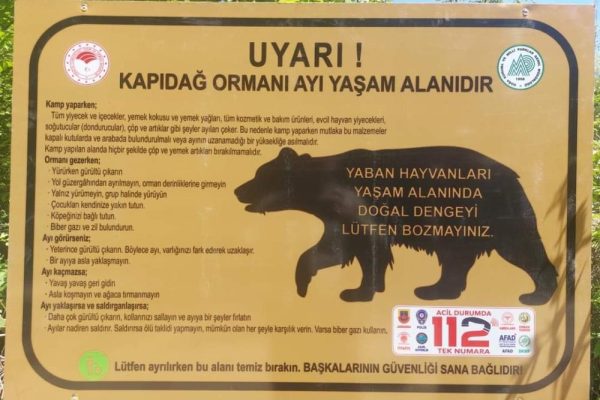 KAPIDAĞ’A AYI UYARI LEVHALARI KONDU