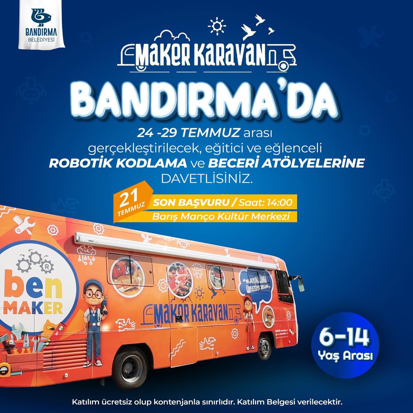 Bandırma Belediyesi çocukların eğlenirken sosyalleşeceği ücretsiz robotik kodlama ve ahşap