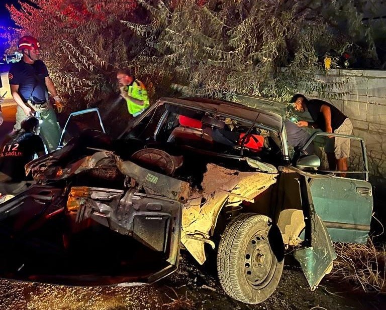 Bandırma’da otomobilin yol kenarındaki ağaçlara çarpması sonucu 3’ü çocuk 6