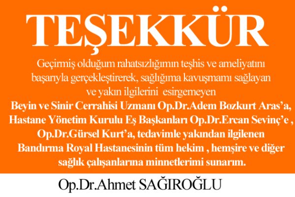 TEŞEKKÜR İLANI