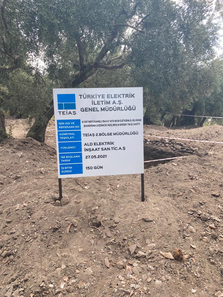 Edincik RES ile Erdek İlhanköy arasında yapımı devam eden 154.000