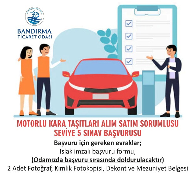 Motorlu kara taşıt alım satım sorumlusu seviye 5 sınavları için