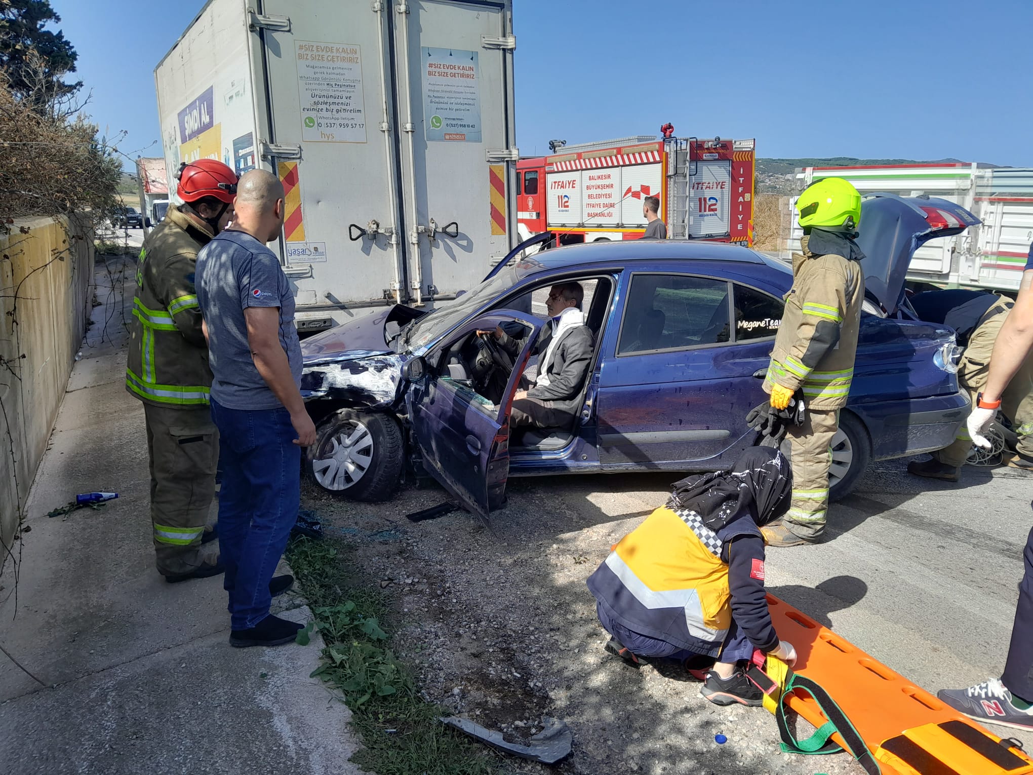 Bandırma Erdek Yolu üzerinde meydana gelen kazada bir kişi yaralandı.