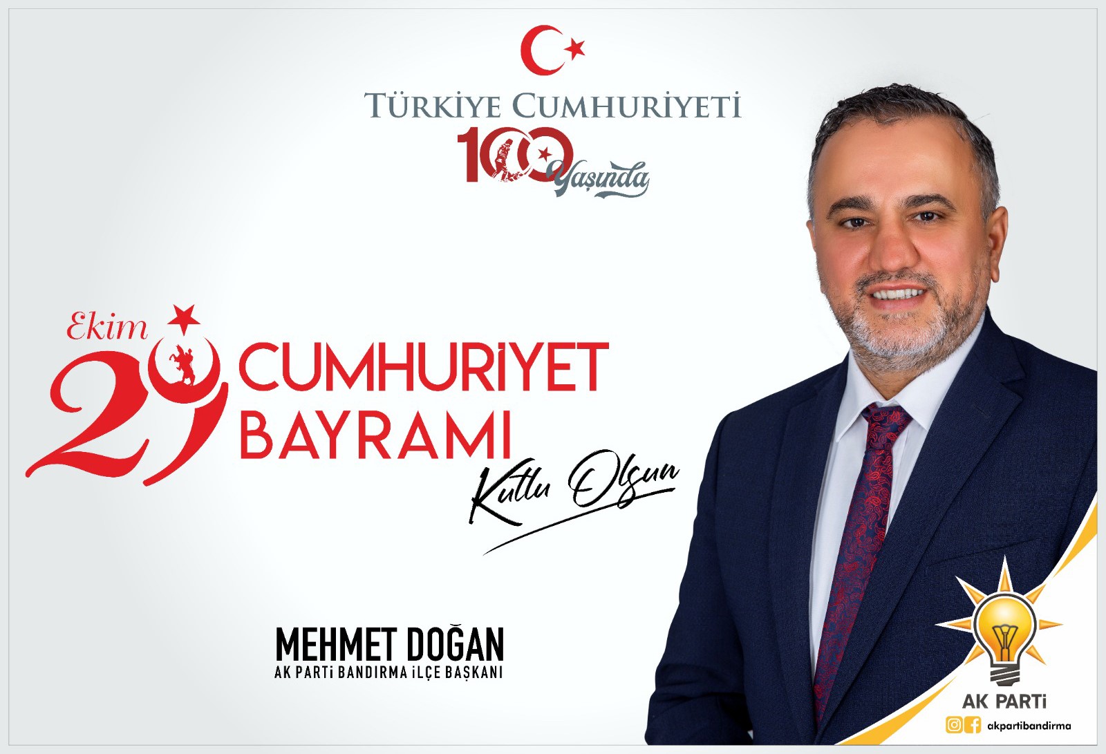 Ak Parti Bandırma İlçe Başkanı Mehmet Doğan Cumhuriyetimizin 100. Yılı