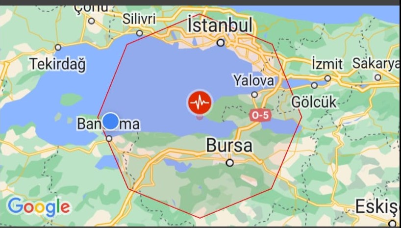 Bu sabah 10.42 de Mudanya Kumyaka merkezli yaşanan 5.1 şiddetindeki