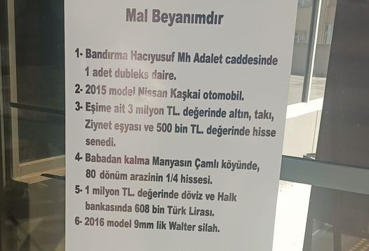 31 Mart seçimlerinde Bandırma Belediye Başkanı seçilen Dursun Mirza mal