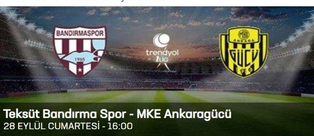   28 Eylül Cumartesi günü saat 16.00 da oynanacak olan