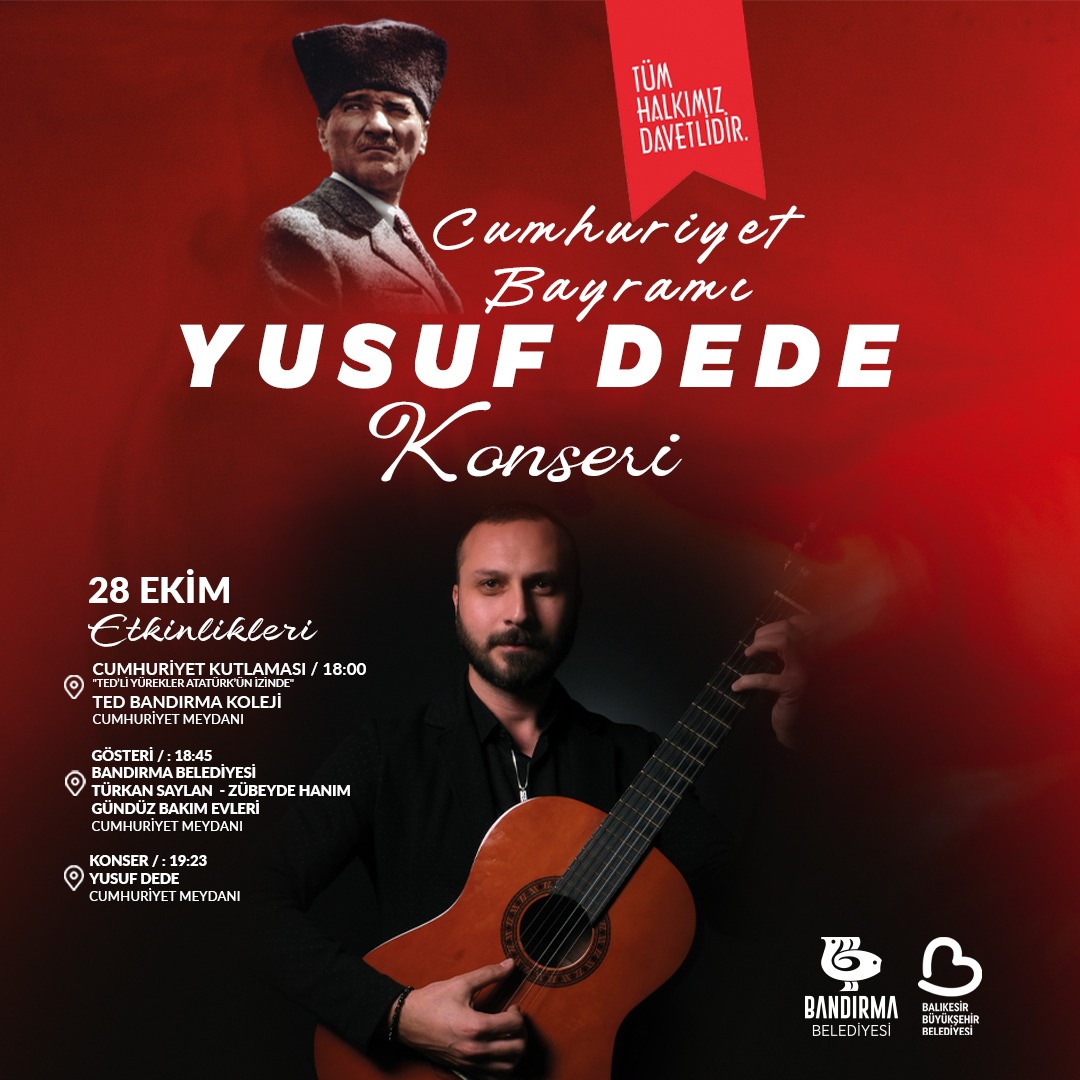 Cumhuriyetin 101 nci yılı Bandırma’da coşkulu etkinliklerle ve iki konserle