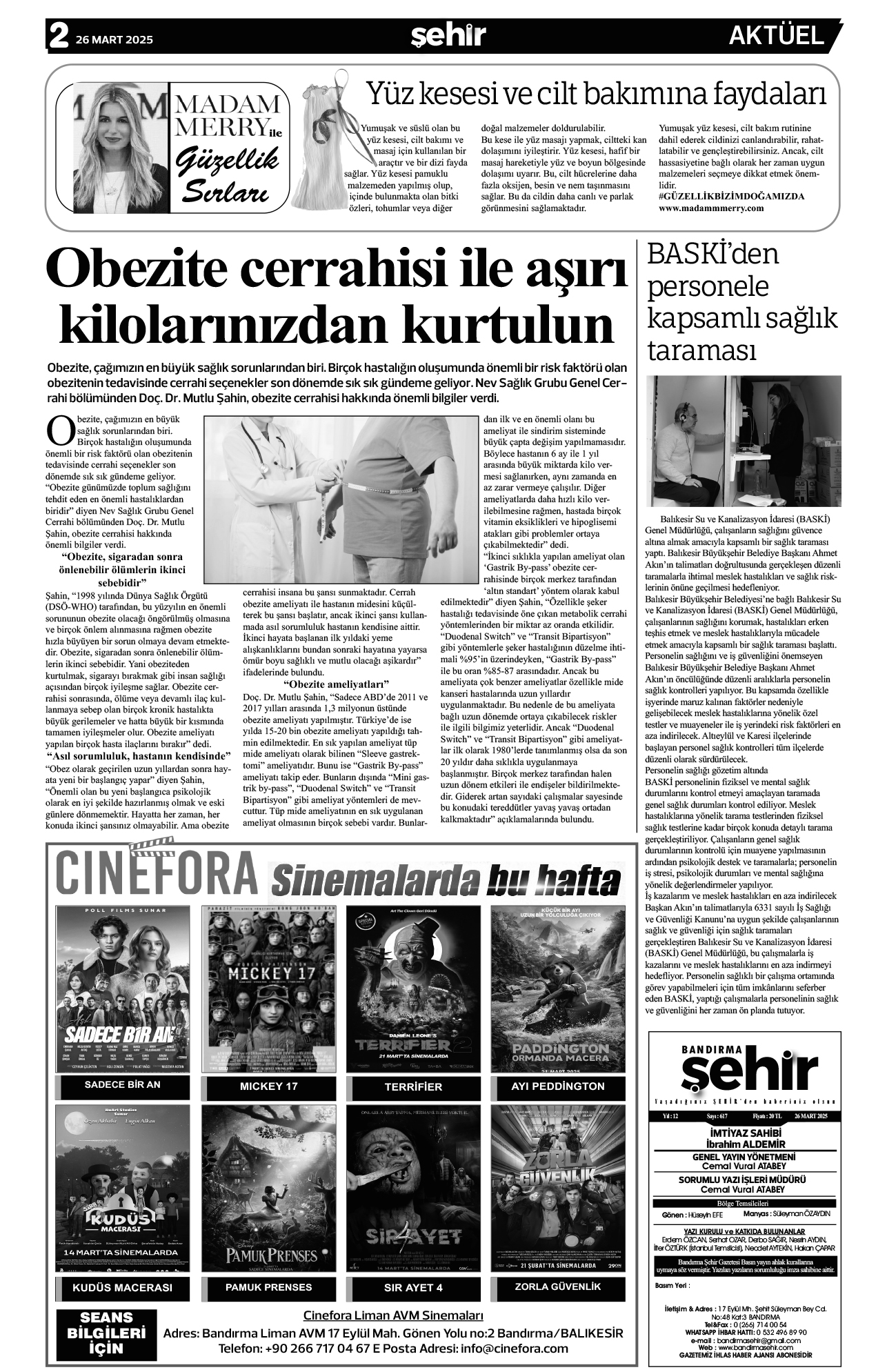 Bandırma Şehir Gazetesi 26.03.2025 Tarihli 2