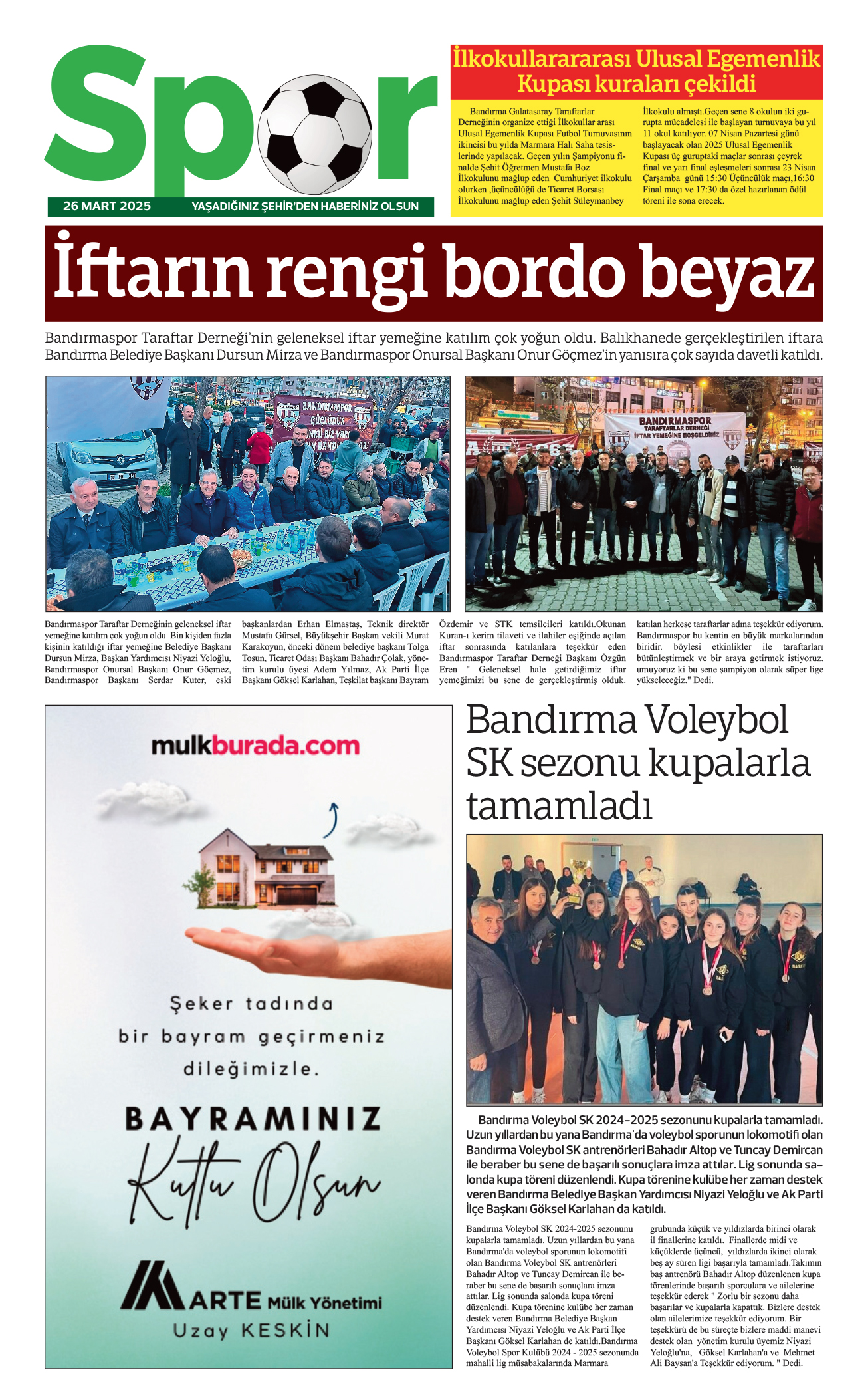 Bandırma Şehir Gazetesi 26.03.2025 Tarihli 8