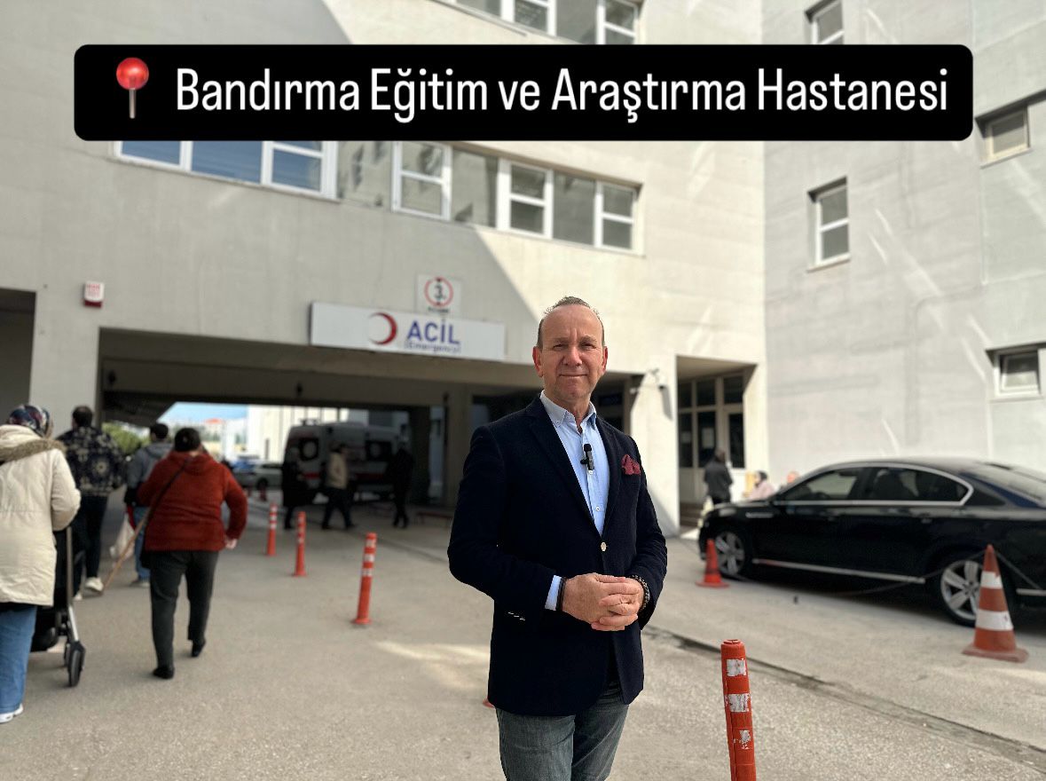 Dr. Selim Panç Bandırma Eğitim ve Araştırma Hastanesi önünde yaptığı