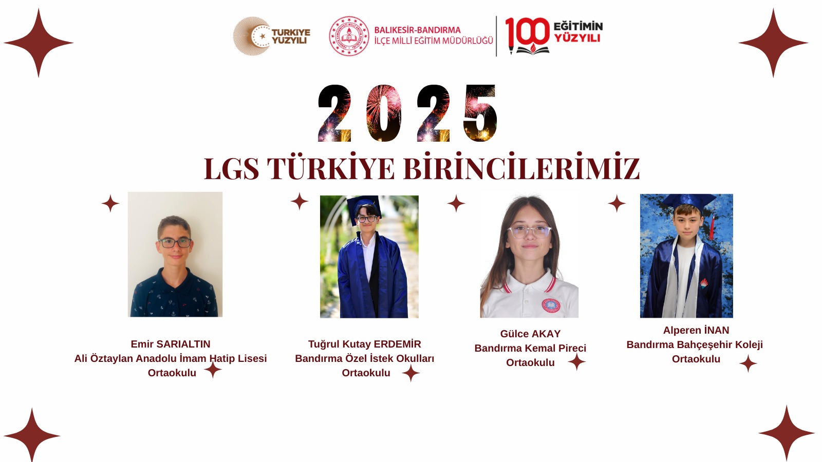 Bandırma’da 4 öğrenci LGS’de tam puan aldı
