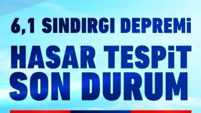 Balıkesir’in Sındırgı ilçesinde yaşanan deprem sonrasında hasar tespit çalışmaları sona