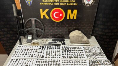 Bandırma Emniyet Müdürlüğü  KOM ekiplerince bir işyerine düzenlenen aramada ruhsatsız