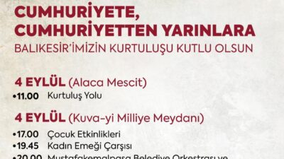 Balıkesir Büyükşehir Belediyesi öncülüğünde 4-5-6 Eylül tarihlerinde Kuva-yı Milliye Meydanı’nda