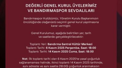 Bandırmaspor Yönetim Kurulu olağanüstü kongreye gitme kararı aldı. Sezon başında