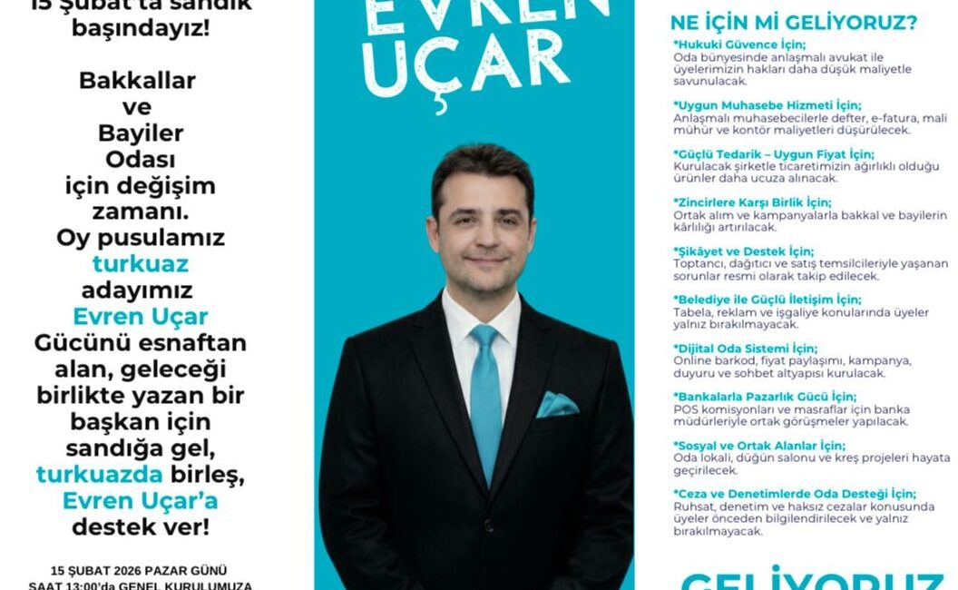 15 Şubat 2026 tarihinde yapılacak Bandırma Bakkallar ve Bayiler Odası