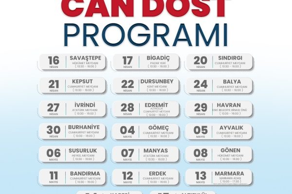 Can Dost Yerinde Hayvan Bakım ve Tedavi Aracının Nisan-Mayıs programı belli oldu